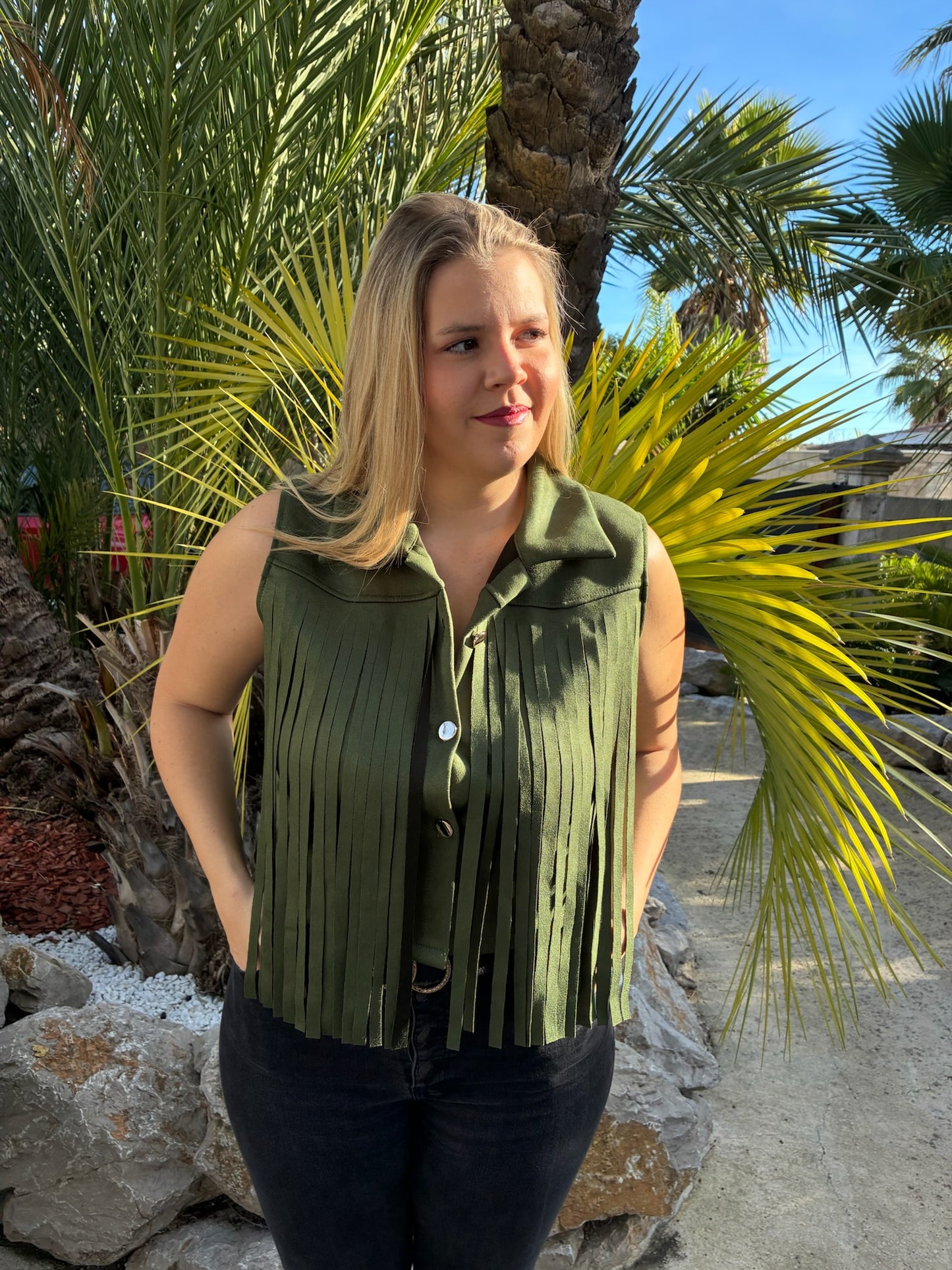 Veste Suédine à franges sans manches