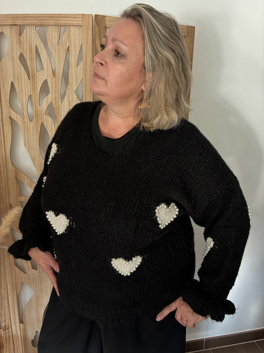 Pull Coeurs Perlés