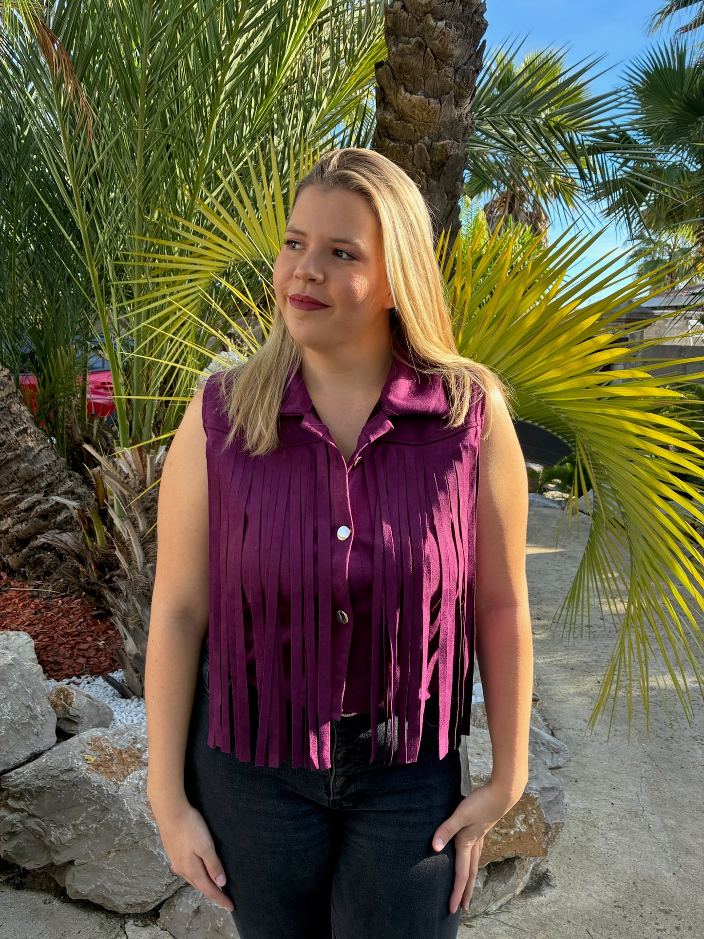 Veste Suédine à franges sans manches