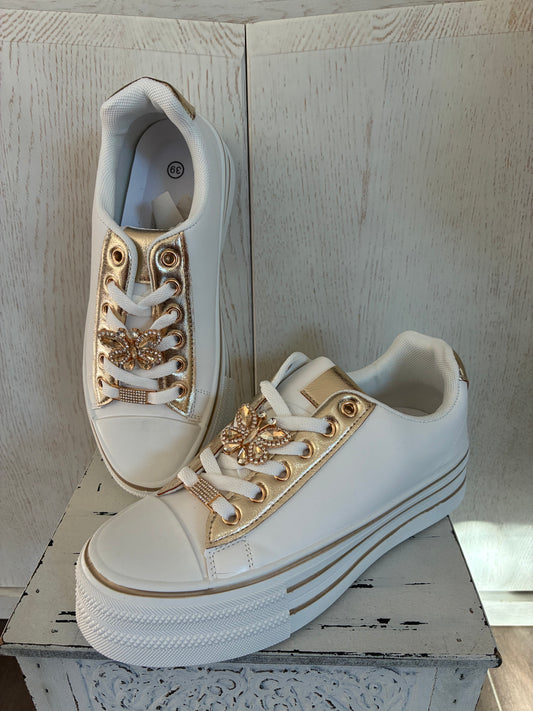 Baskets Cuir Blanche Papillon