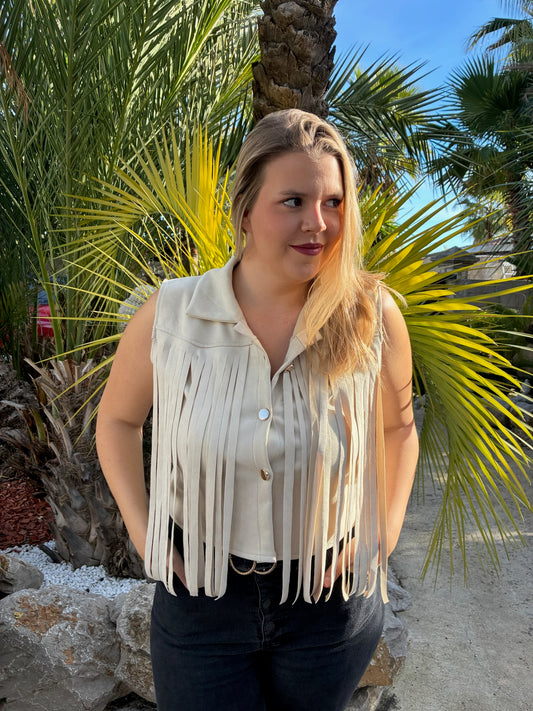 Veste Suédine à franges sans manches