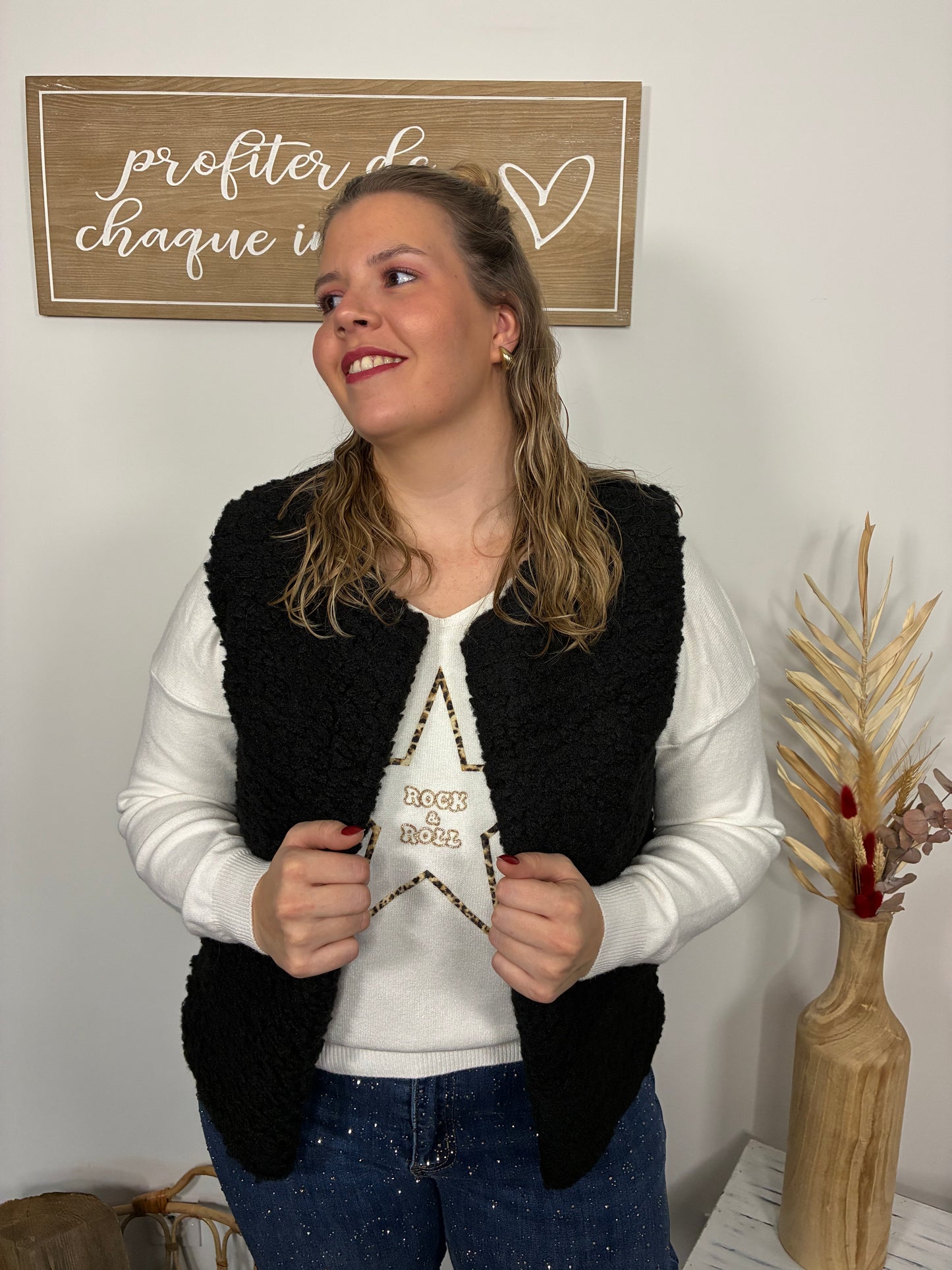 Veste sans manche moumoute